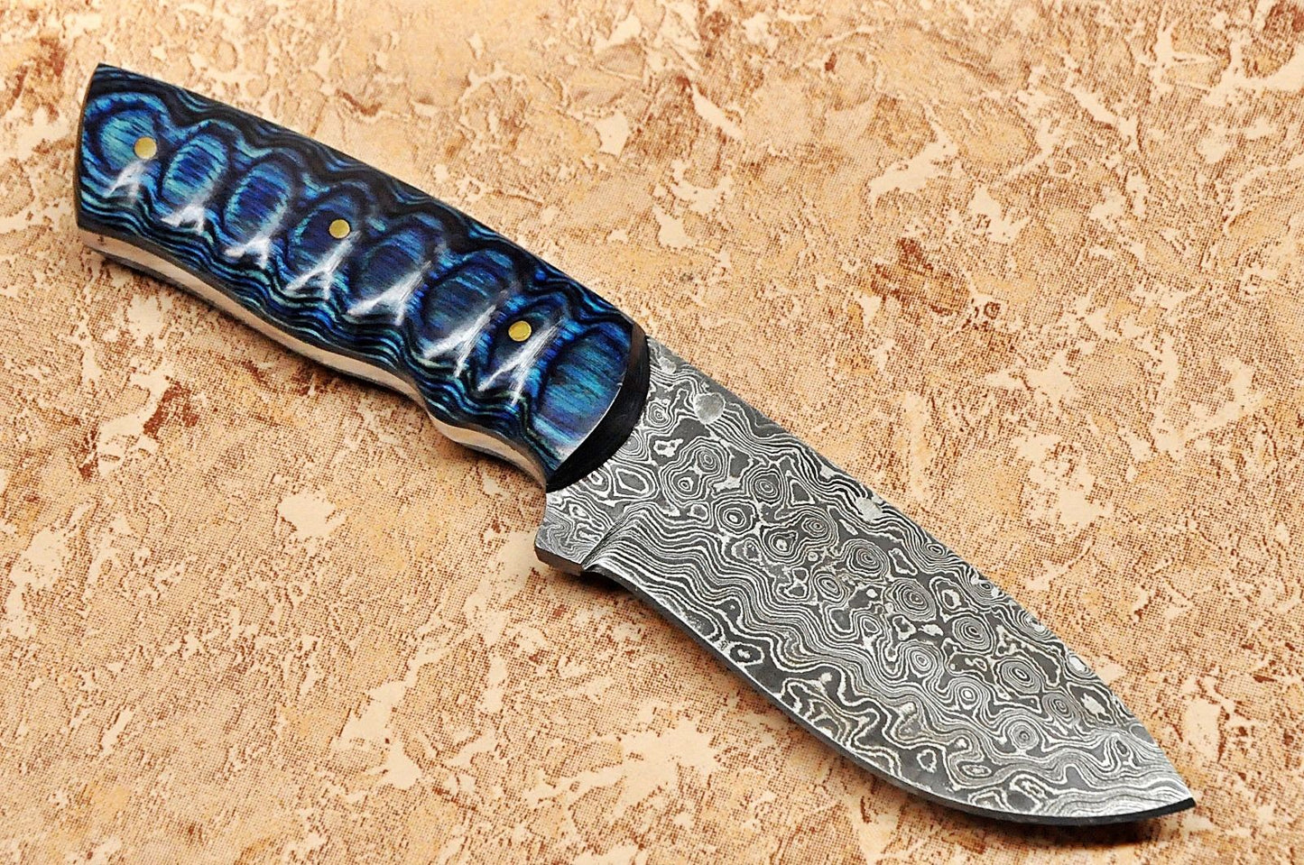 KBS Knives Store Custom Handmade Raindrop Damascus Skinning Knife