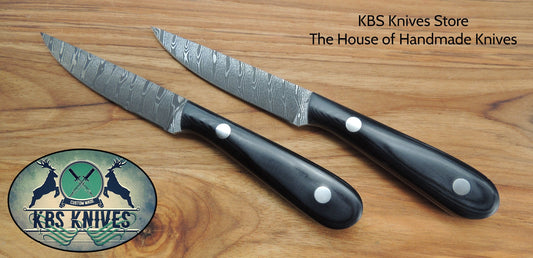 KBS Knives Full Tang Custom Handmade Damascus Steel Steak Knives