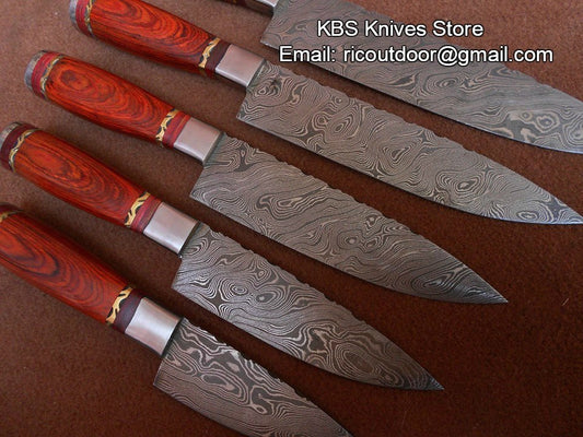 KBS Knives Hand Made Damascus Kitchen Knives Set