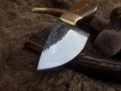 KBS Knives Hand-Forged 1095 Tool Steel Field Dressing Deer Skinning Knife – 6 Inch Drop Point Blade with Rosewood Handle