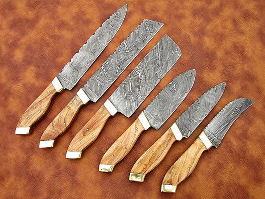 KBS Knives Best New Custom Handmade Damascus Steel Kitchen Knives Set