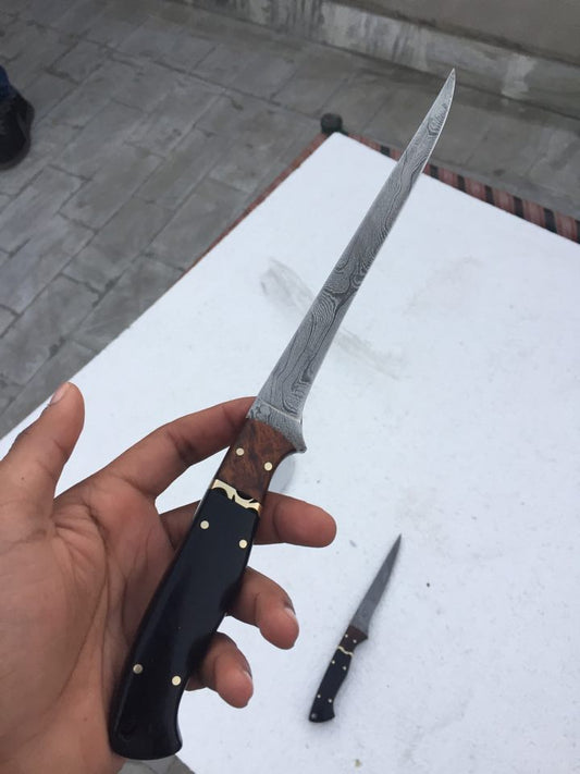 KBS Knives Handmade Damascus Steel Fillet Boning Knife – 12"