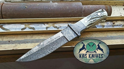 KBS Knives Full Tang Custom Handmade Damascus Steel Double Edge Knife