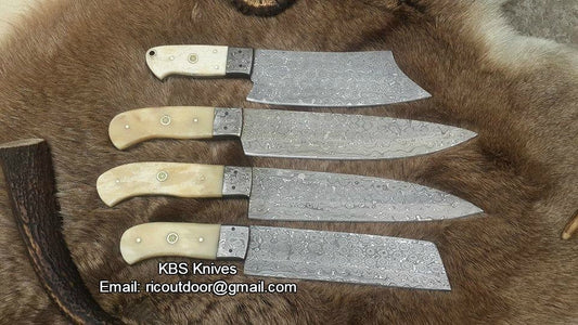 KBS Knives Hand Made Damascus Kitchen Knives Set