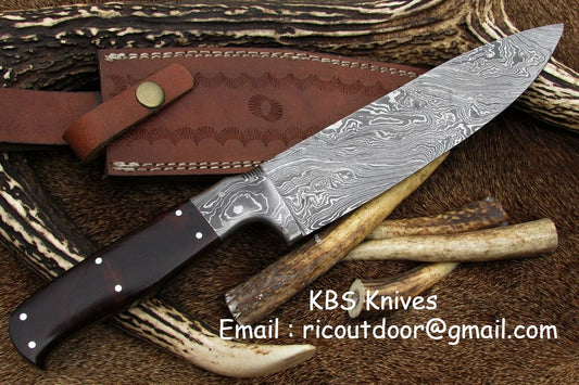 KBS Knives Hand Made Damascus Chef Knife