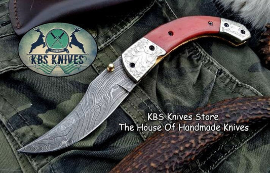KBS Knives Custom Handmade Damascus Steel Folding Pocket Knife