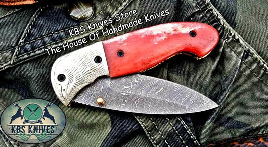 KBS Knives Custom Handmade Damascus Steel Folding Pocket Knife