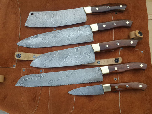 KBS Knives Damascus steel handmade kitchen knives set