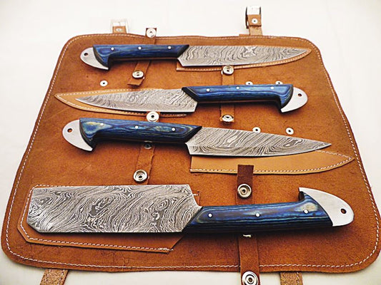 KBS Knives New Custom Handmade Damascus Steel Kitchen Knives Set