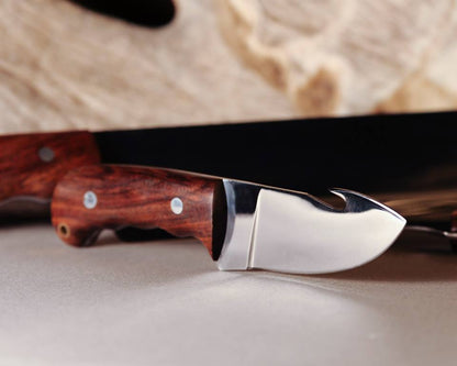 KBS Knives Game Processing Kit – 6-Piece Rosewood Handle Knife Set with Leather Roll