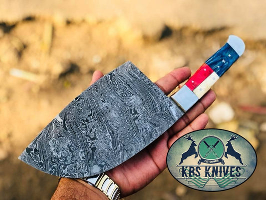 KBS Knives Full Tang Custom Handmade Damascus Steel Siberian Kitchen Knife