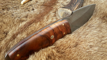KBS Knives Skinning Blade Custom Handmade Full Tang Damascus Steel with Rosewood Handle, 7.5-inch - The Rosewood Edge