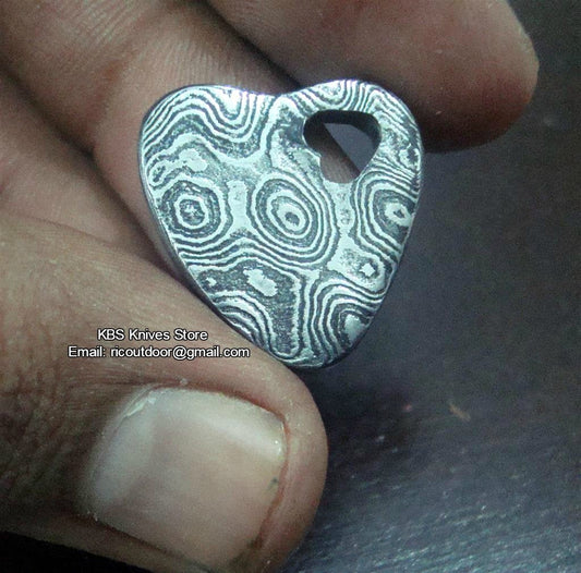 KBS Knives Damascus Heart Pendant