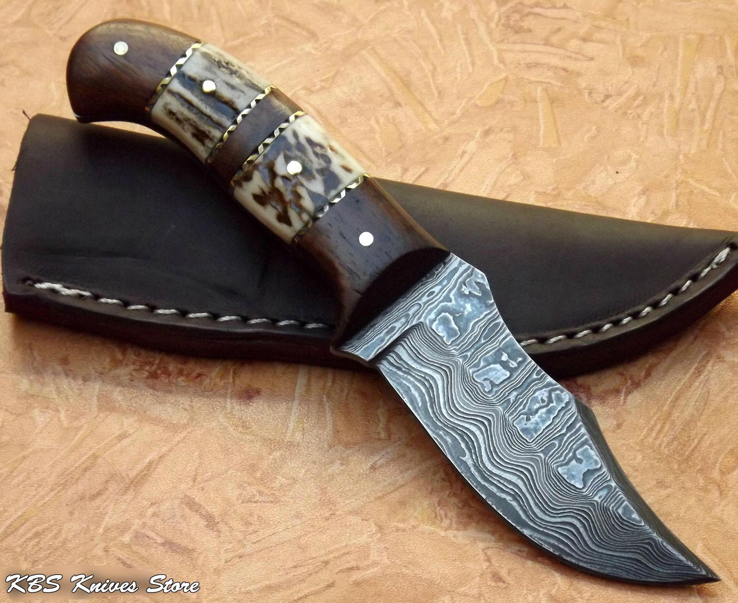 KBS Knives Store Damascus steel skinning knife