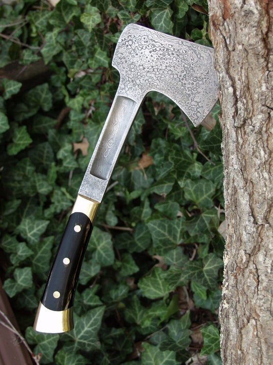 KBS Knives Full Tang Custom Handmade Raindrop Damascsu Steel  Axe