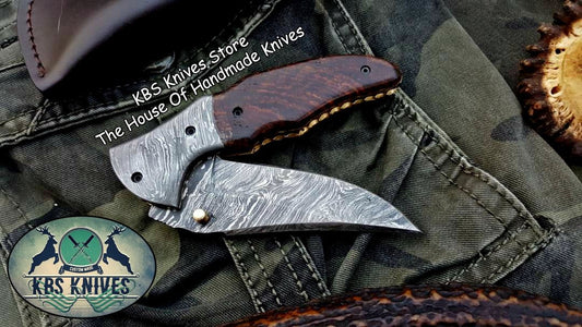 KBS Knives Custom Handmade Damascus Steel Folding Pocket Knife