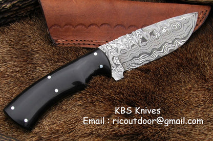 KBS Knives Hand Made Damascus Skinning Knife