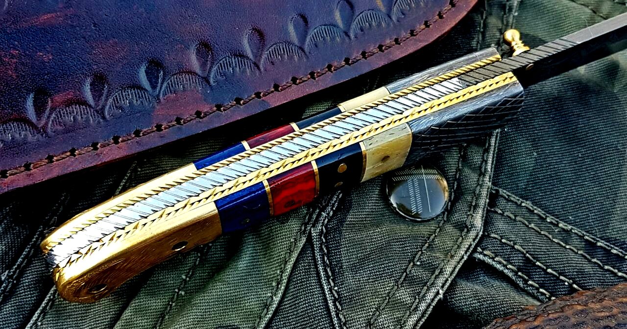 KBS Knives Custom Handmade Damascus Blade Folding Pocket Knife