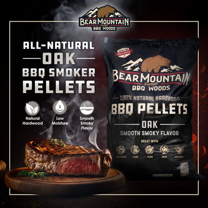 Bear Mountain BBQ All Natural Hardwood Oak BBQ Smoker Pellets, 20 lbs (3 Pack)