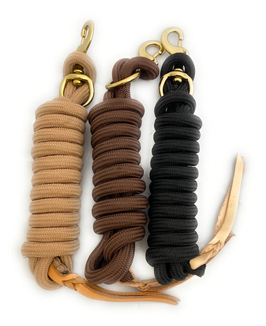 AJ Tack Lead Rope Set of 3, Tan, Brown, and Black