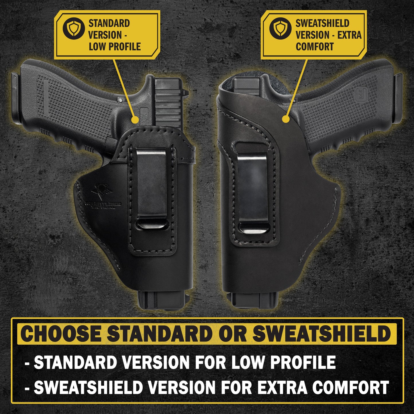 Relentless Tactical Defender 2.0 IWB Gun Holster | Fits Full Size, Compact, 1911 w/ Trigger or Under Barrel Attachments