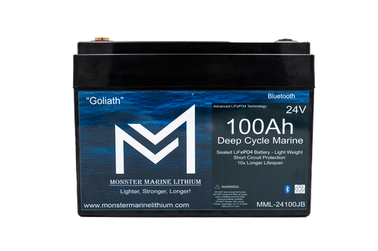 Monster Marine Lithium 24V 100Ah Lithium Marine Trolling Motor Battery "Goliath" - Bluetooth