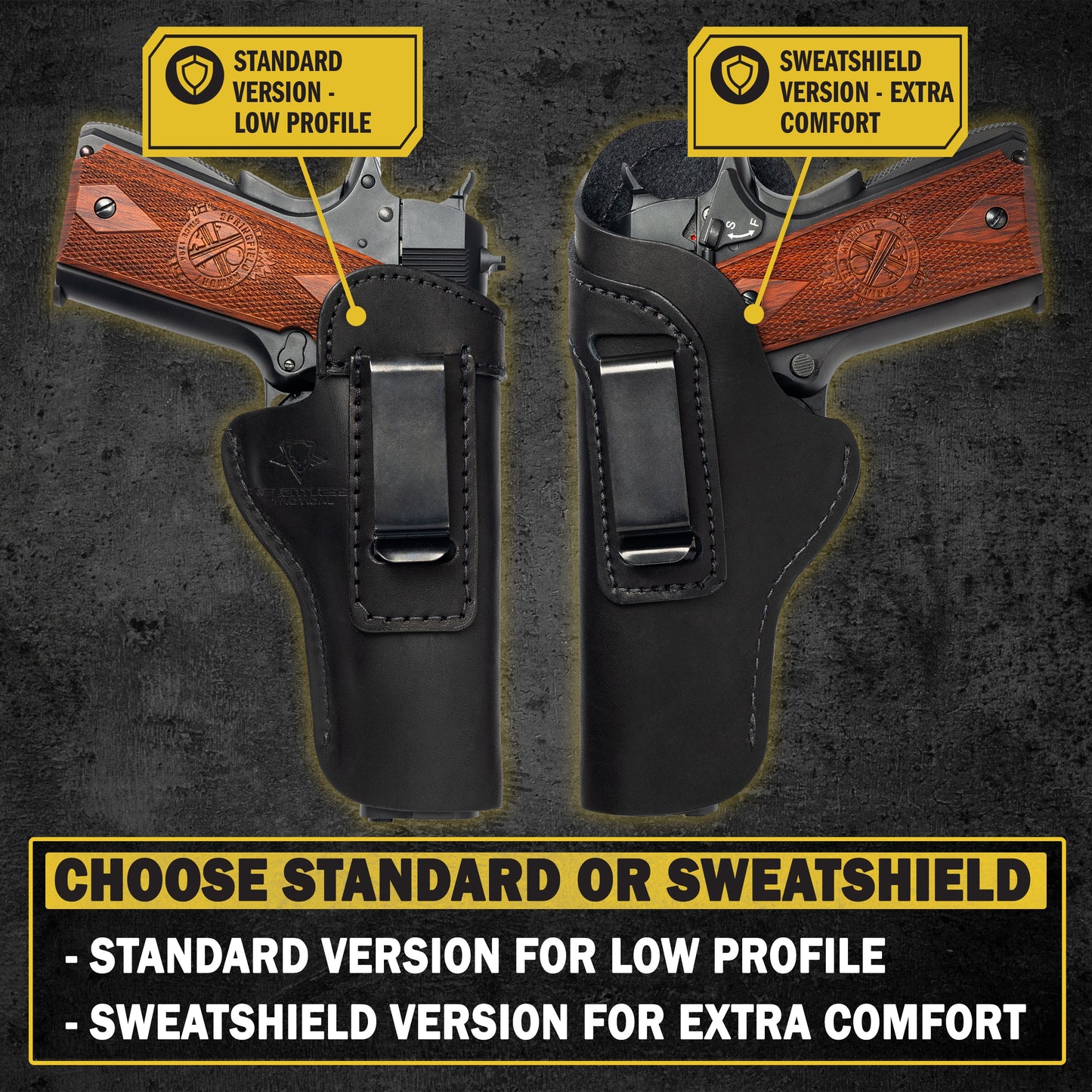 Relentless Tactical The Sweat Shield Defender Leather IWB Holster - Fits All 1911 Style Handguns - Lifetime Warranty - Made in USA