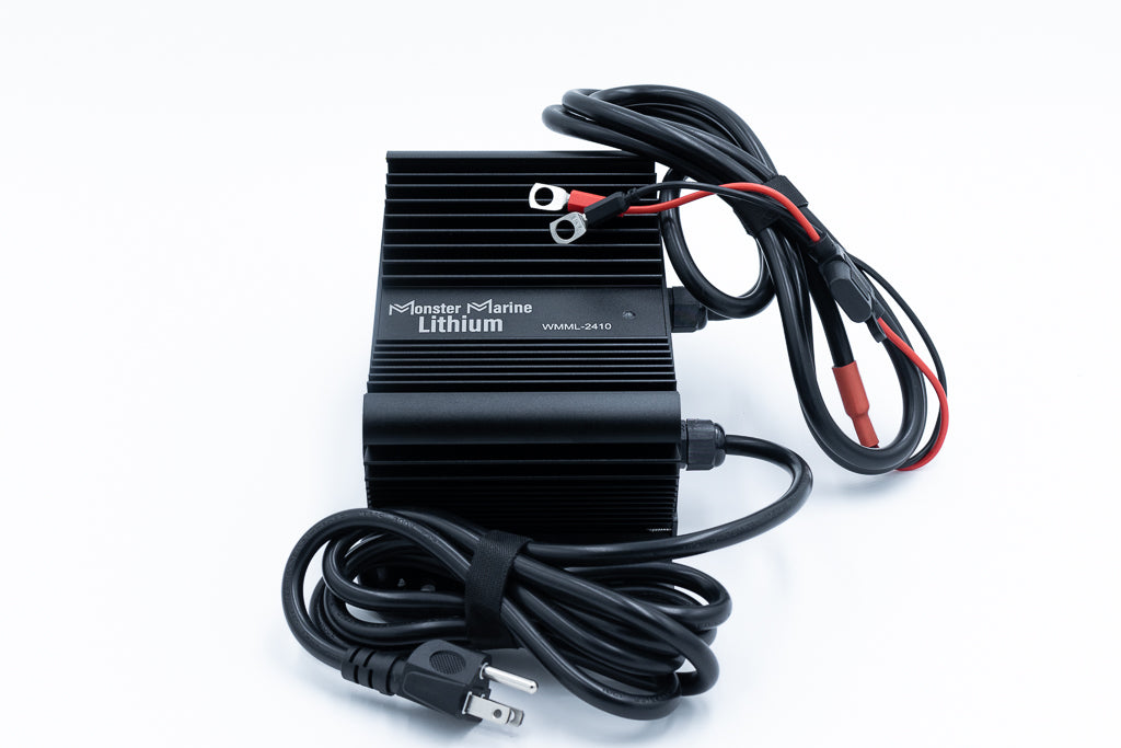 Monster Marine Lithium BLACK WIDOW 24V 10A Waterproof Lithium Battery Charger