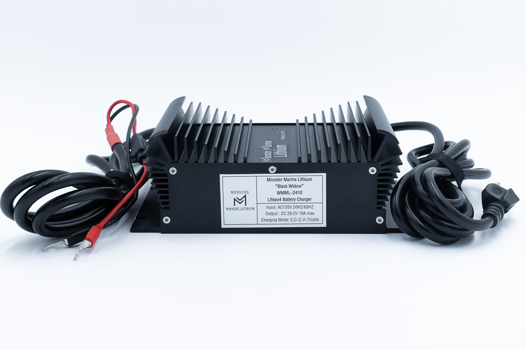 Monster Marine Lithium BLACK WIDOW 24V 10A Waterproof Lithium Battery Charger