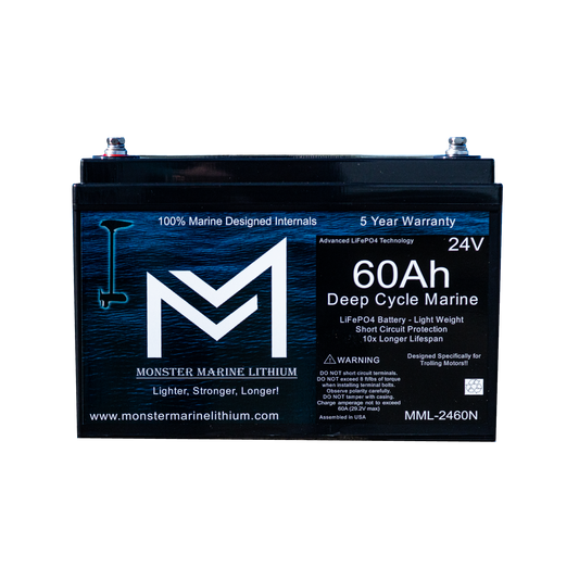 Monster Marine Lithium 24V 60Ah Lithium Marine Trolling Motor Battery - Bluetooth