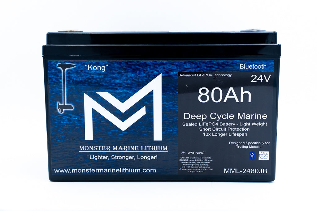 Monster Marine Lithium 24V 80Ah Lithium Marine Trolling Motor Battery "Kong" - Bluetooth