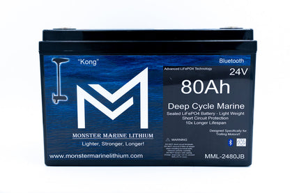 Monster Marine Lithium 24V 80Ah Lithium Marine Trolling Motor Battery "Kong" - Bluetooth