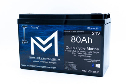 Monster Marine Lithium 24V 80Ah Lithium Marine Trolling Motor Battery "Kong" - Bluetooth