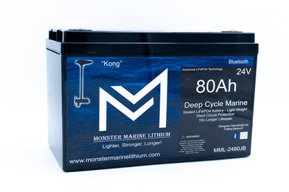 Monster Marine Lithium 24V 80Ah Lithium Marine Trolling Motor Battery "Kong" - Bluetooth
