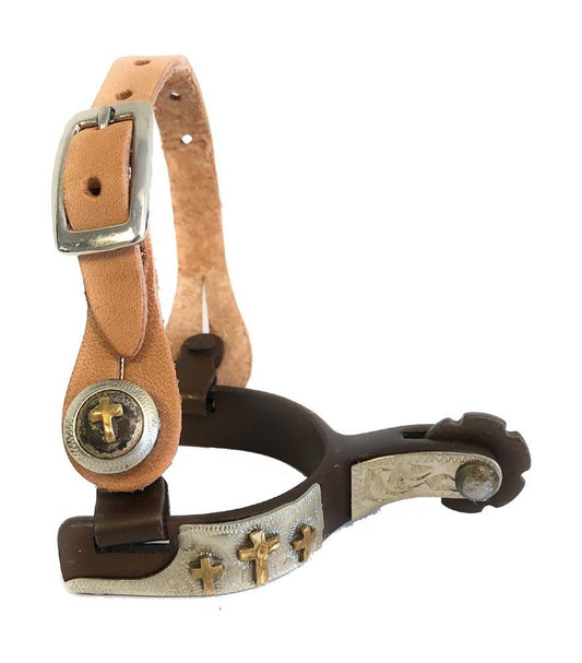AJ Tack Baby Three Crosses Show Spurs and Spur Straps Set