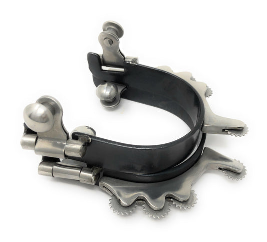 AJ Tack Ladies Black Horizontal Rowels Bumper Spurs