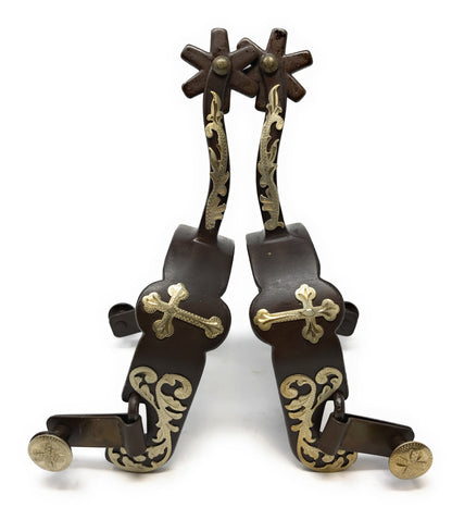 AJ Tack Ladies Antique Brown Cross Offset Spurs
