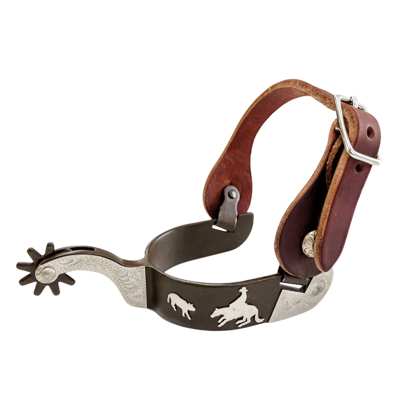 AJ Tack Men's Antique Brown Cutting Horse Spur Set