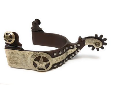 AJ Tack Men's Antique Brown Texas Star Show Spurs