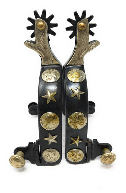 AJ Tack Men's Antique Brown Stars and Flowers Spurs