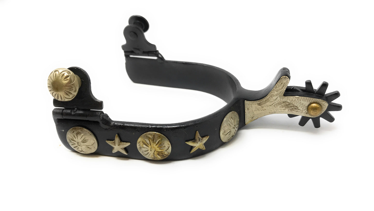 AJ Tack Men's Antique Brown Stars and Flowers Spurs