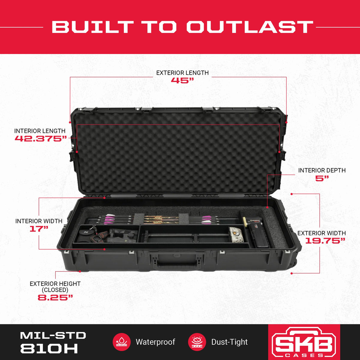 SKB Cases iSeries 3I-4217-USD Small Ultimate Waterproof Double Bow Case, Black