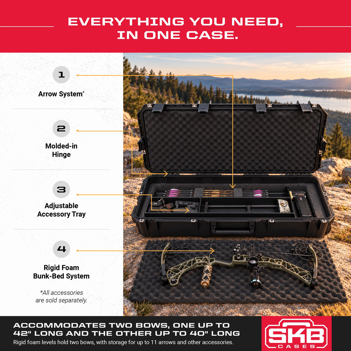SKB Cases iSeries 3I-4217-USD Small Ultimate Waterproof Double Bow Case, Black