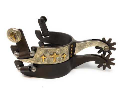 AJ Tack Youth Antique Brown Three Cross Spurs