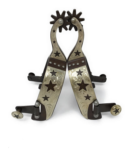 AJ Tack Ladies Antique Brown Stars Cutout Spurs