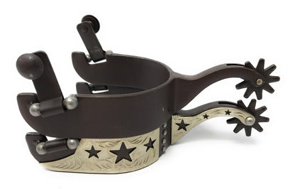 AJ Tack Men's Cutout Stars Antique Brown Spurs
