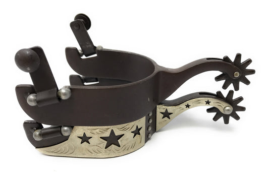 AJ Tack Men's Cutout Stars Antique Brown Spurs