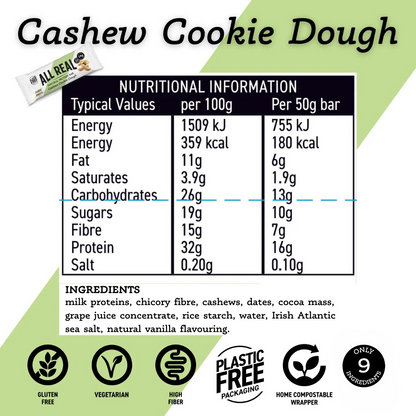 All Real Cashew Cookie Dough Protein Bar 50g x 12 bars
