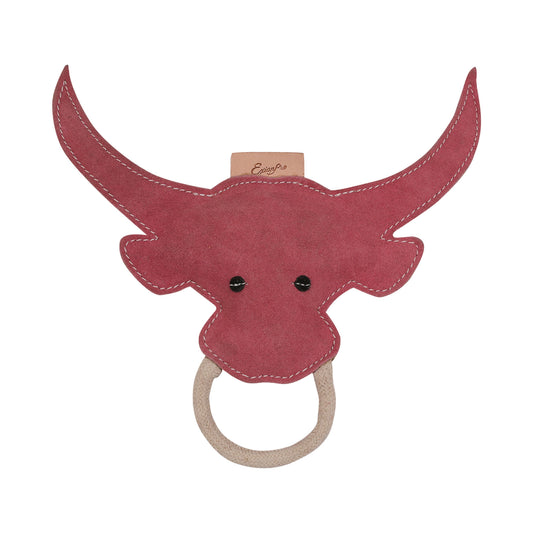 Bridles & Reins ExionPro Natural Leather Bull Dog Toy with Non Toxic Fiber Stuffing- Pink Color