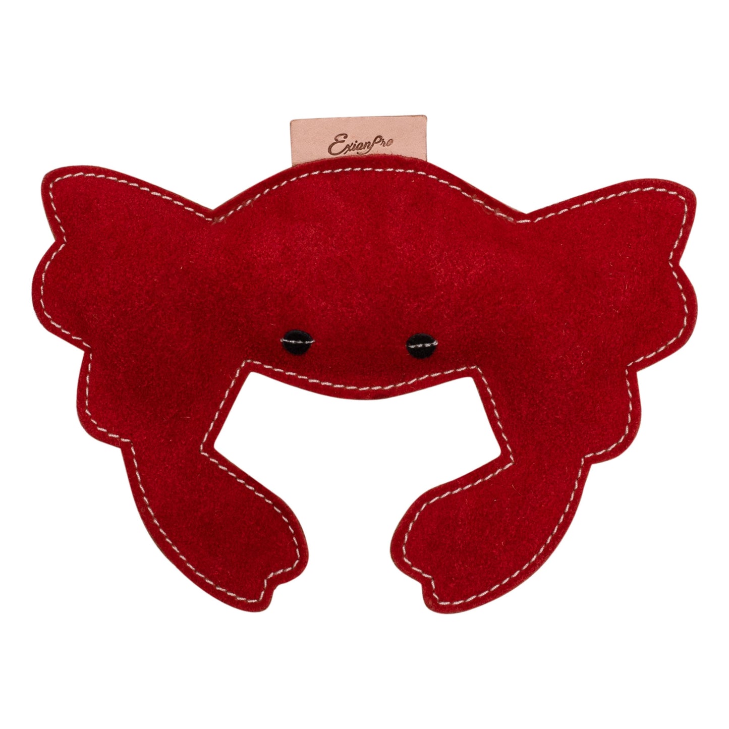 Bridles & Reins ExionPro Natural Leather Crab Dog Toy with Non Toxic Fiber Stuffing- Red Color